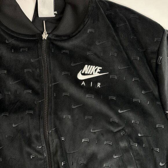 Nike Air Velour Jacket Sz L Black White Full Zip AOP DD5449 010 Sportswear NEW - Picture 5 of 15